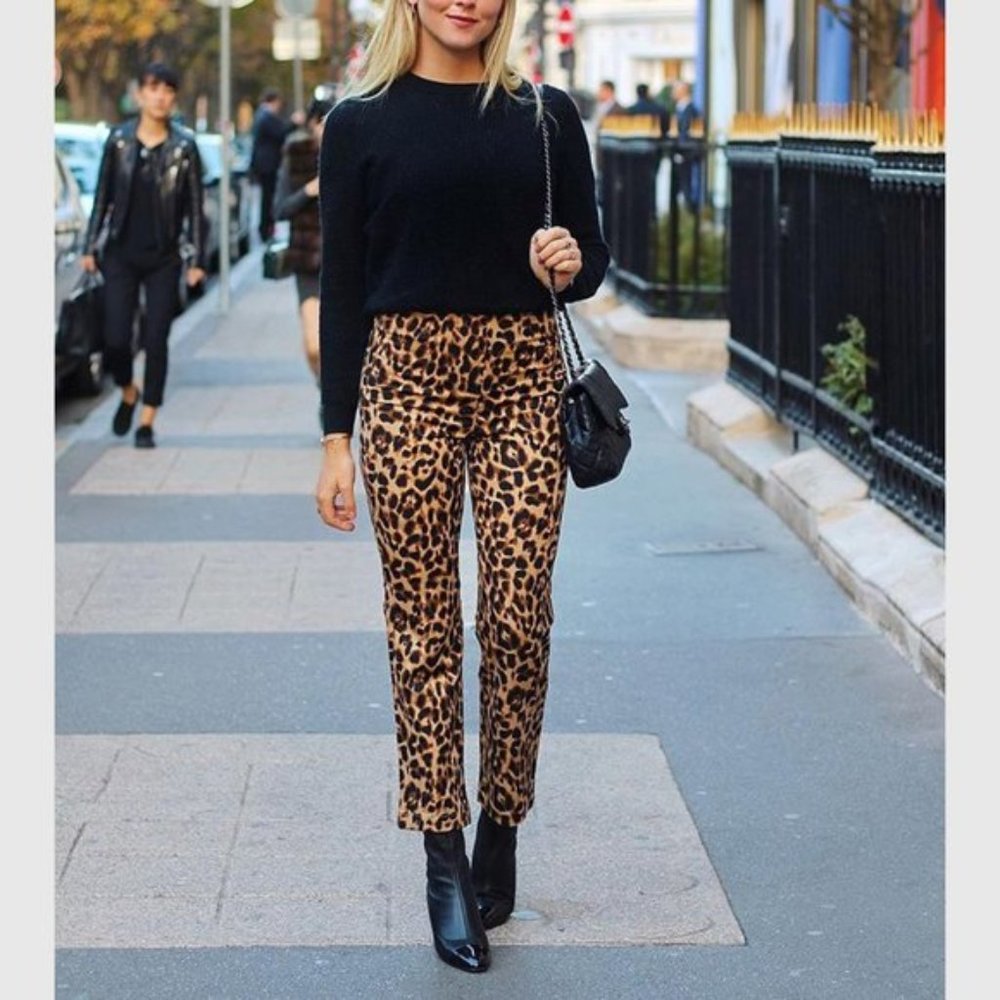 ZARA Animal Leopard Print Trousers Pants size 4